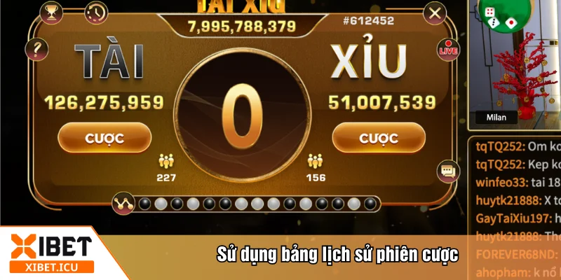 Sử dụng bảng lịch sử phiên cược